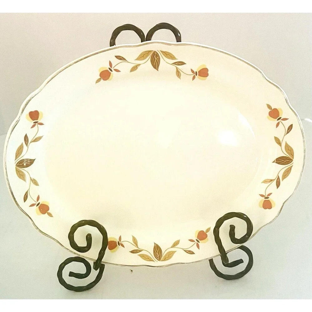 Autumn Leaf Hall China Mary Dunbar Oval Serving Platter 9” Vintage